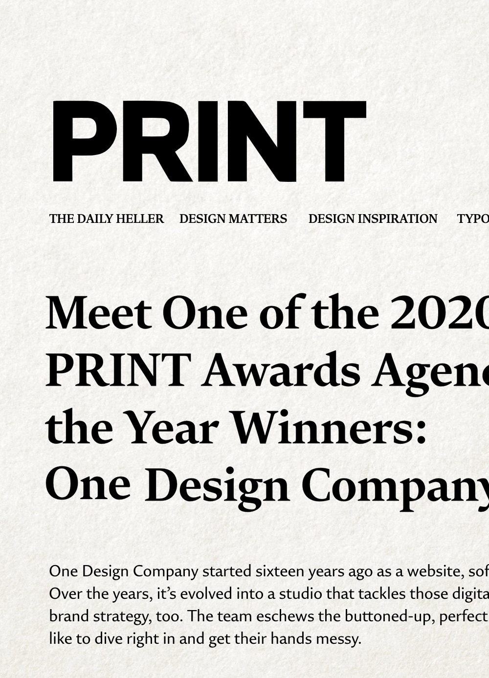 PRINT Agency of the Year 2020
